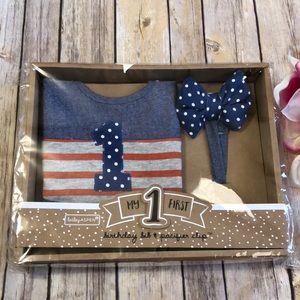 New Boy 1st birthday bib and pacifier clib